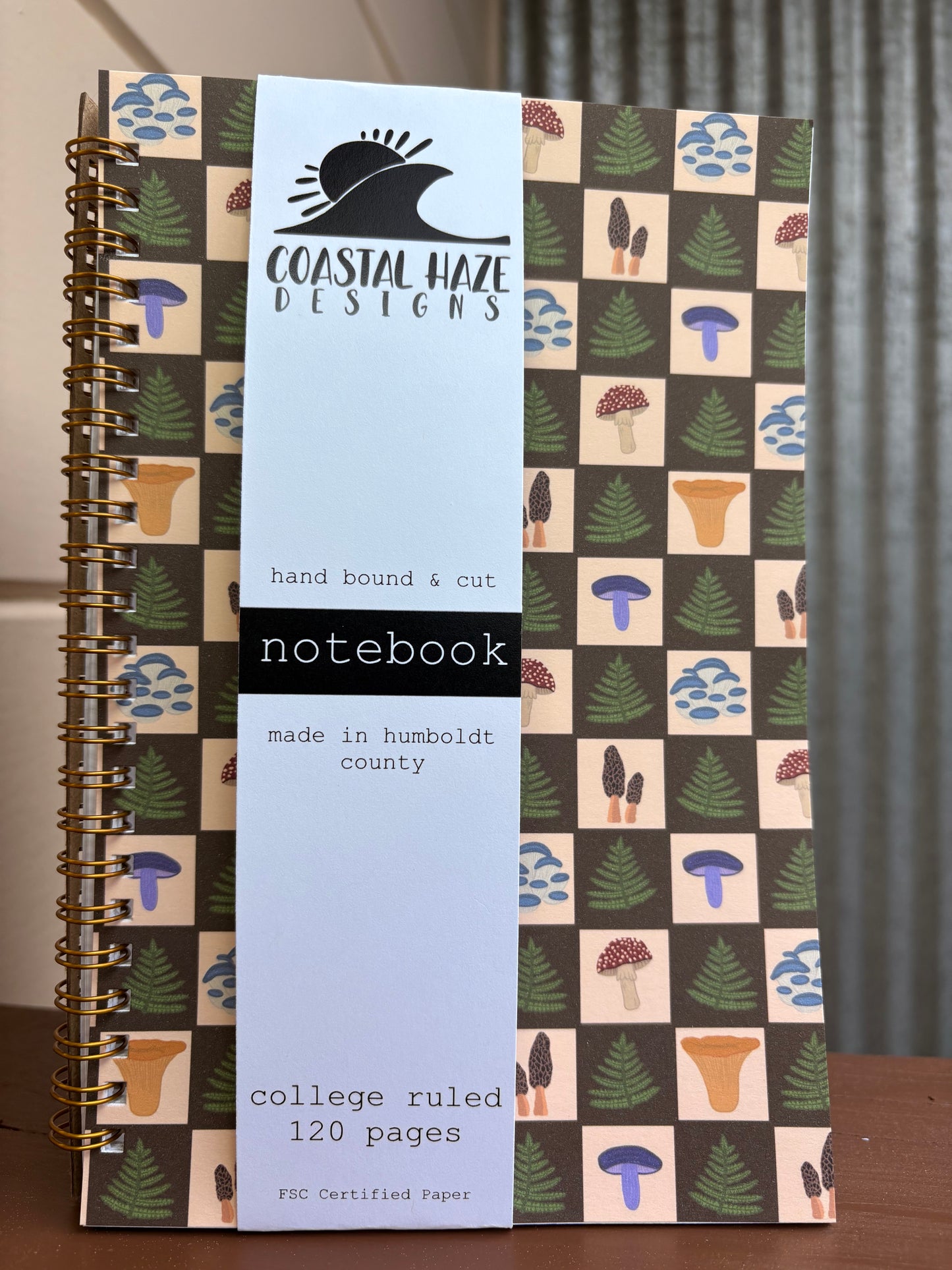 Checkered Mushroom Spiral Notebook