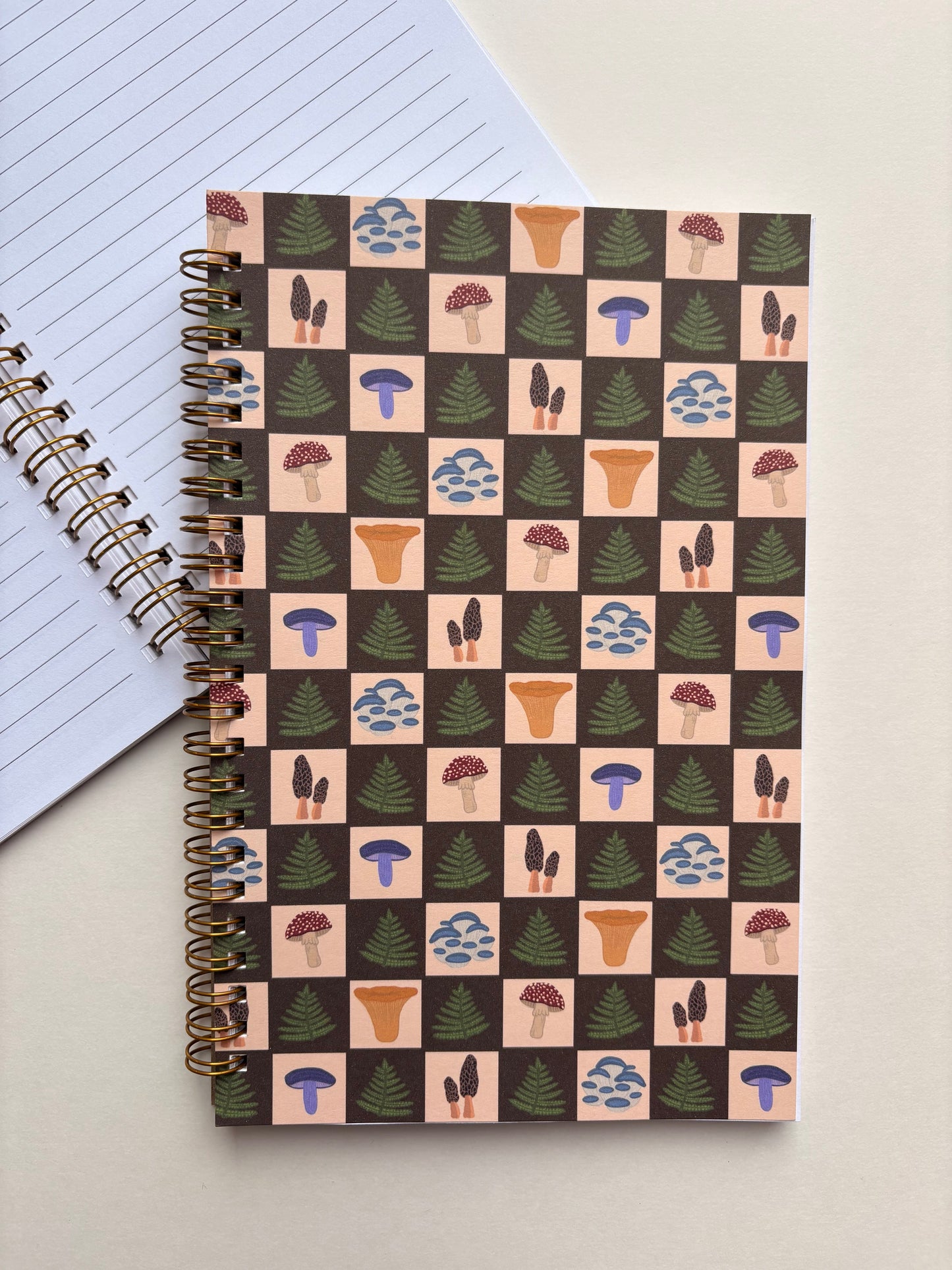 Checkered Mushroom Spiral Notebook