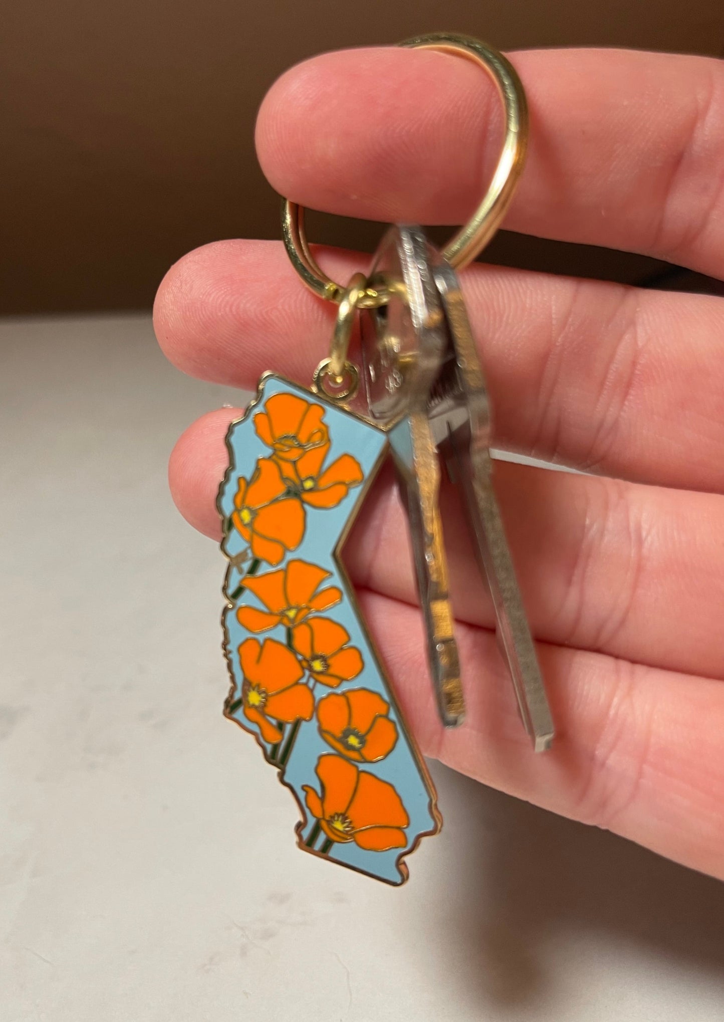 California Poppy State Enamel Keychain
