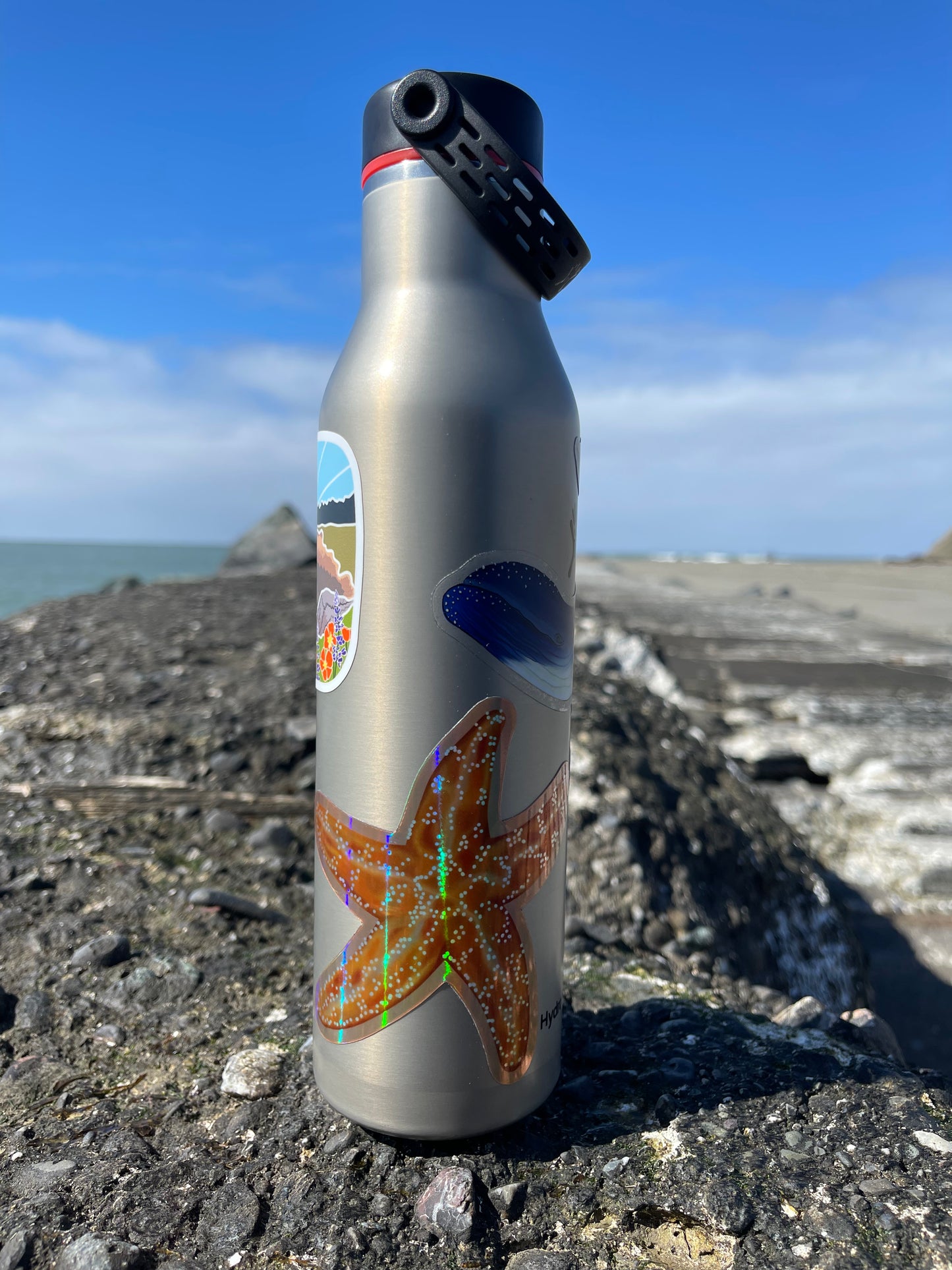 Orange Holographic Starfish Sticker