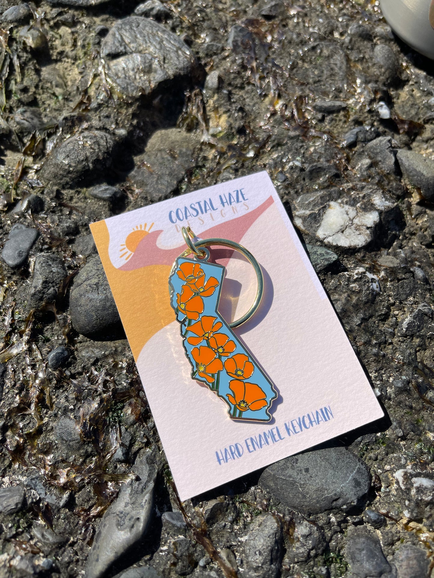 California Poppy State Enamel Keychain