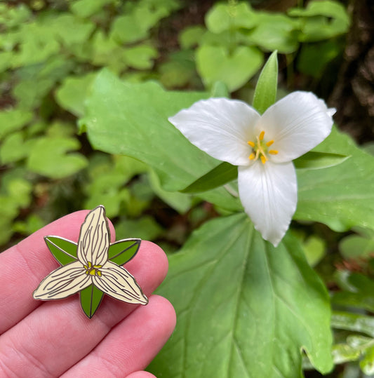 White Trillium Hard Enamel Pin