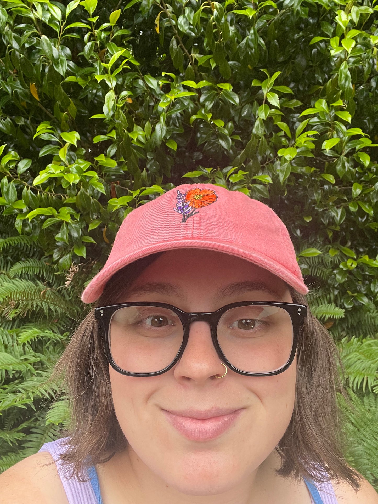 Poppy and Lupine Embroidered Hat