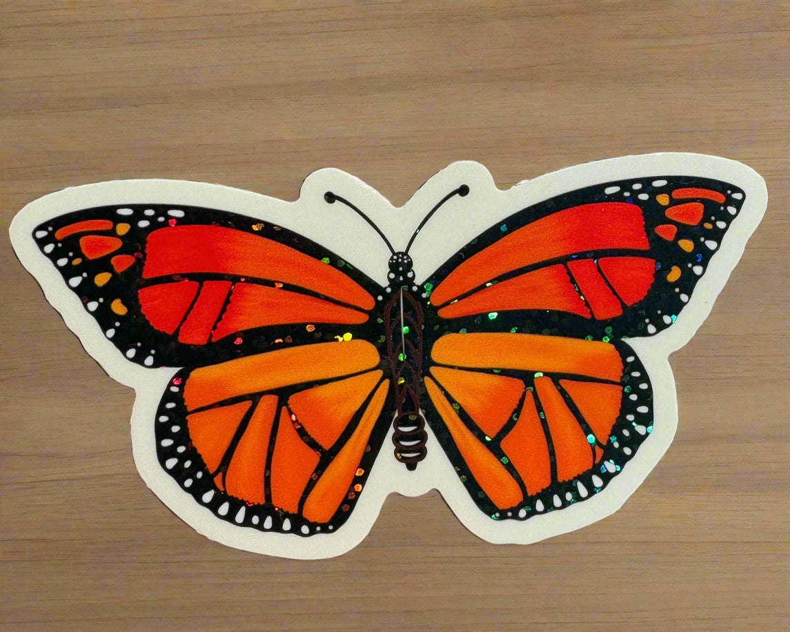 Monarch Butterfly Glitter Sticker