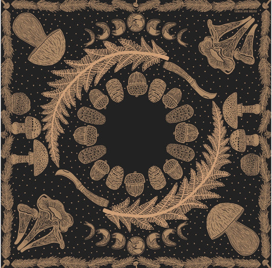 Mushroom & Banana Slug Moon Phase Bandana