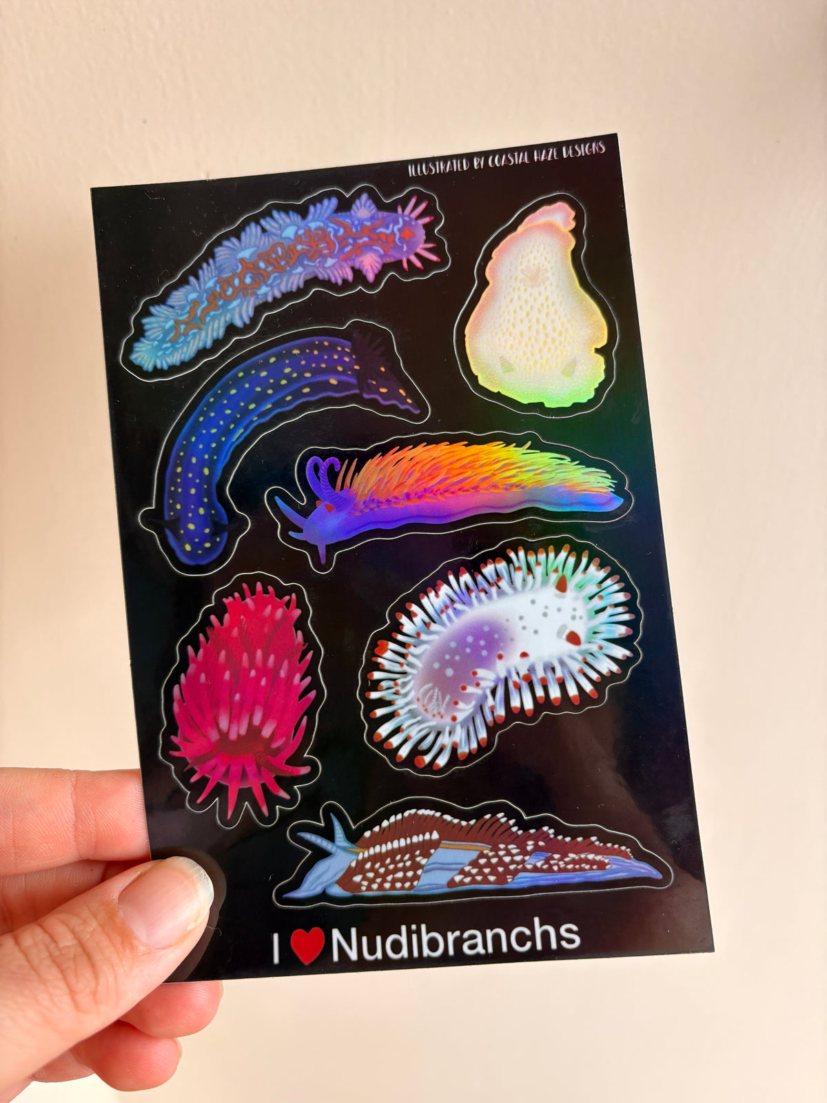 I Heart Nudibranchs Holographic Sticker Sheet