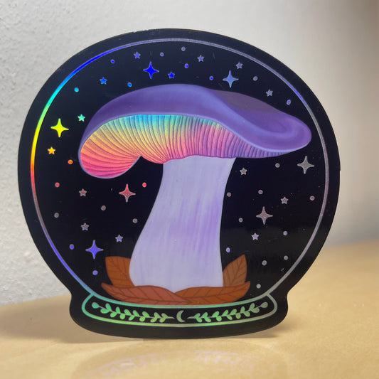 Purple Blewit Mushroom Holographic Sticker