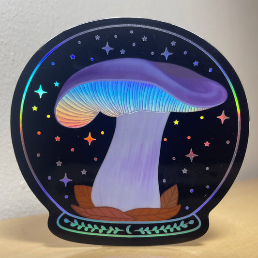 Purple Blewit Mushroom Holographic Sticker