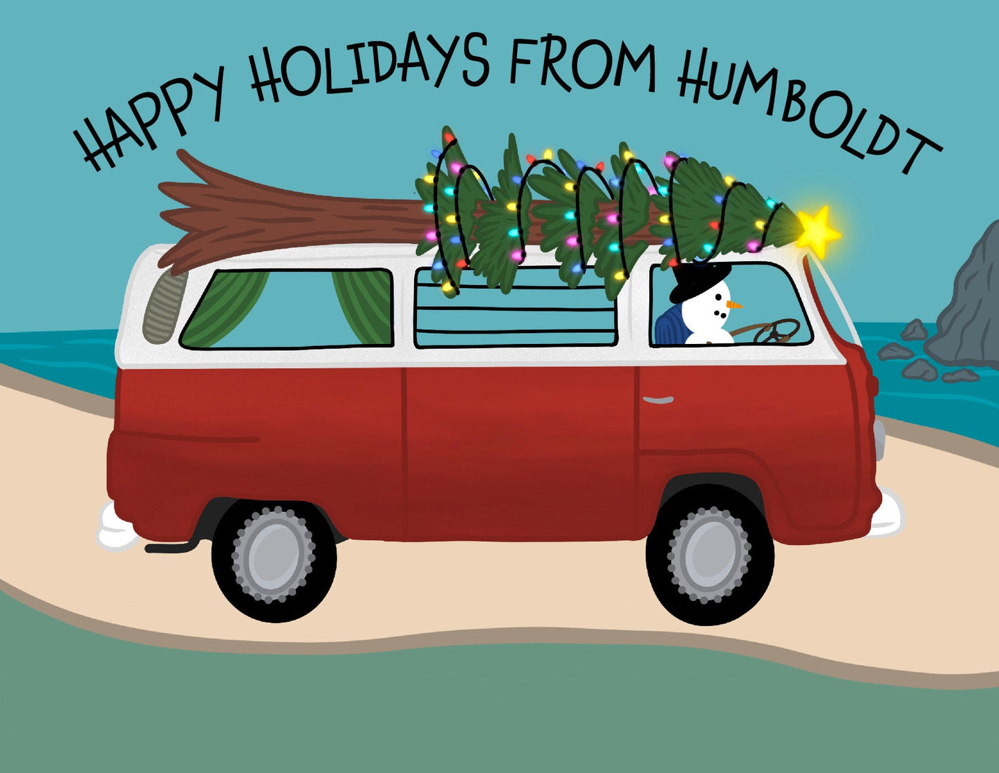 Happy Holidays From Humboldt Card Featuring a Redwood Tree