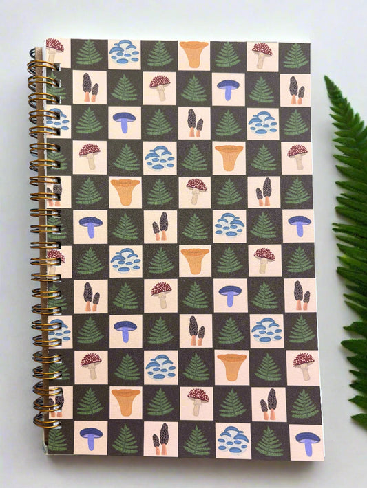 Checkered Mushroom Spiral Notebook