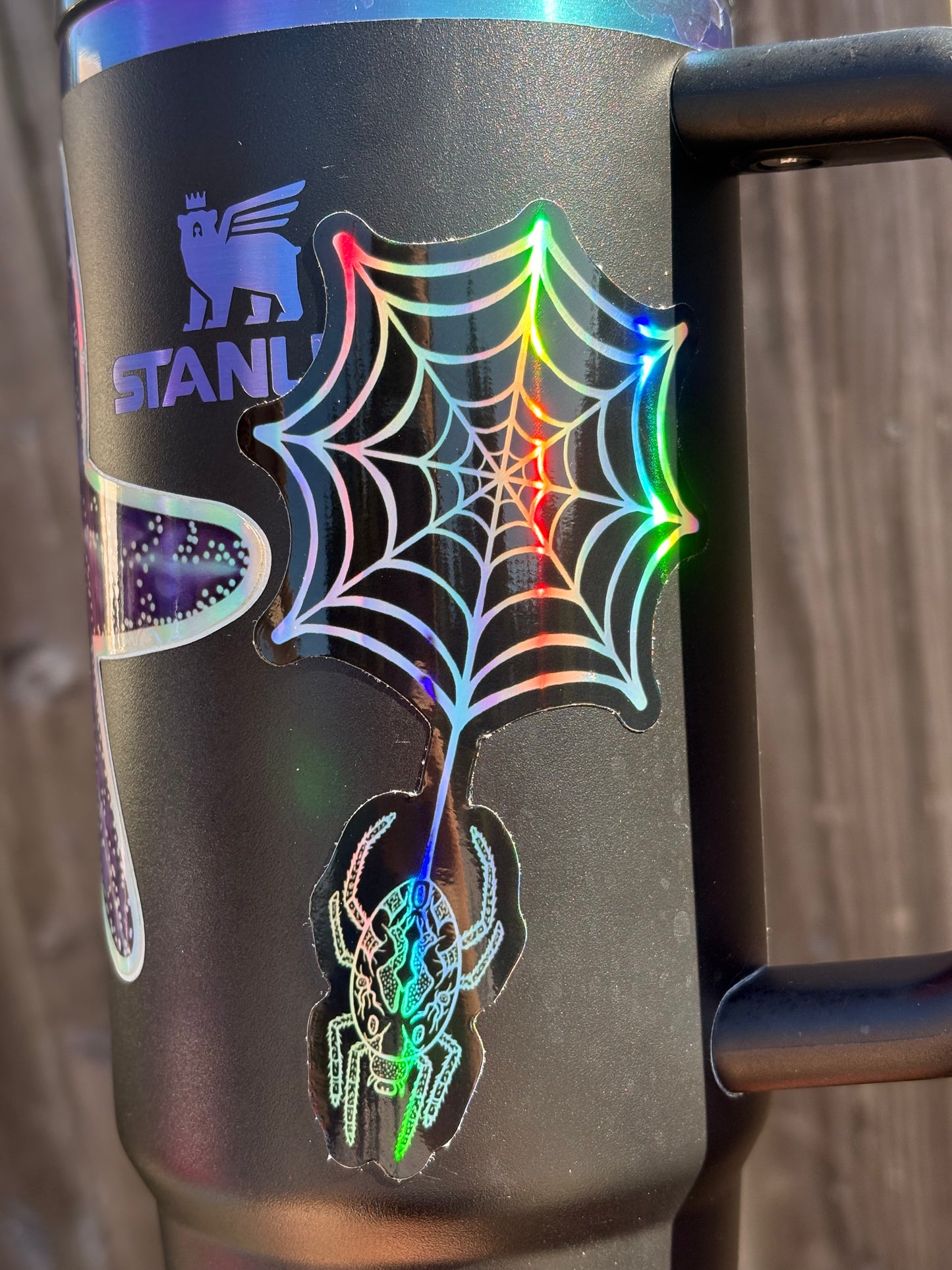 Spider Web & Pumpkin Spider Holographic Sticker