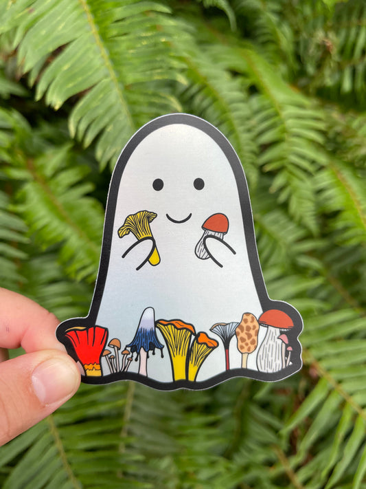 Holographic Mushroom Ghost Sticker