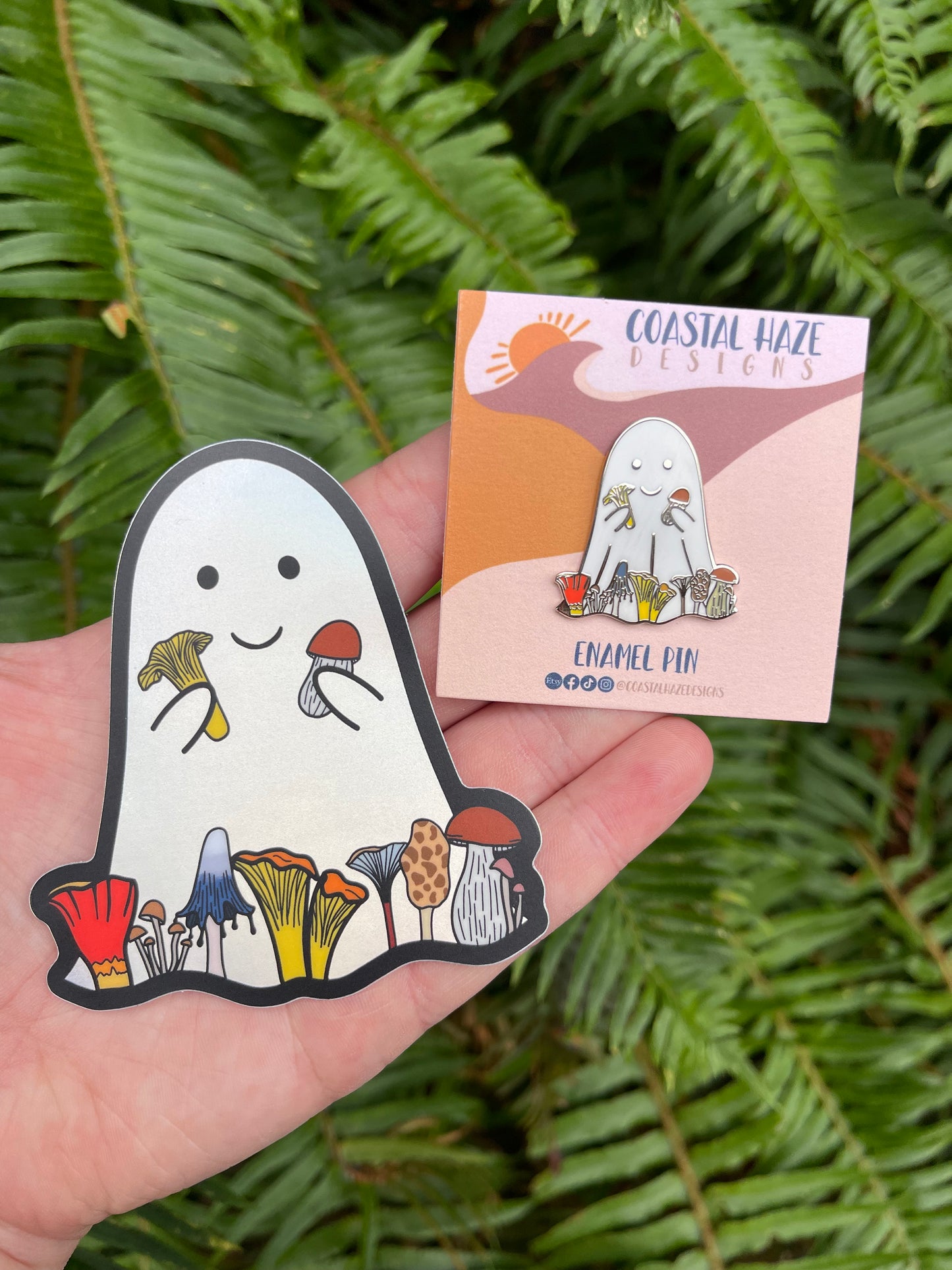 Mushroom Ghost Enamel Pin