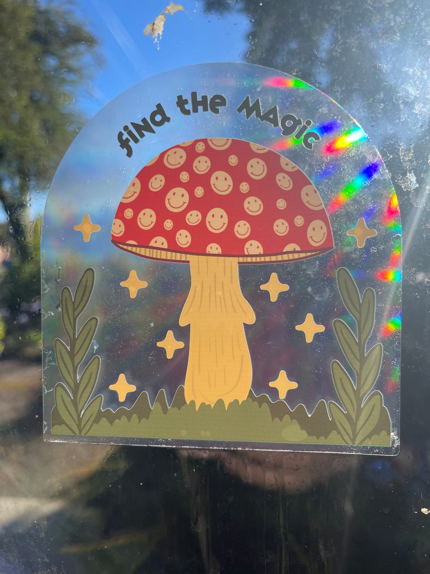 Find the Magic Amanita Mushroom Suncatcher