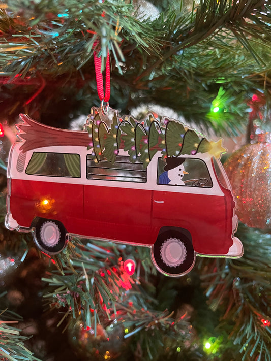 Redwood Tree Bus Acrylic Ornament