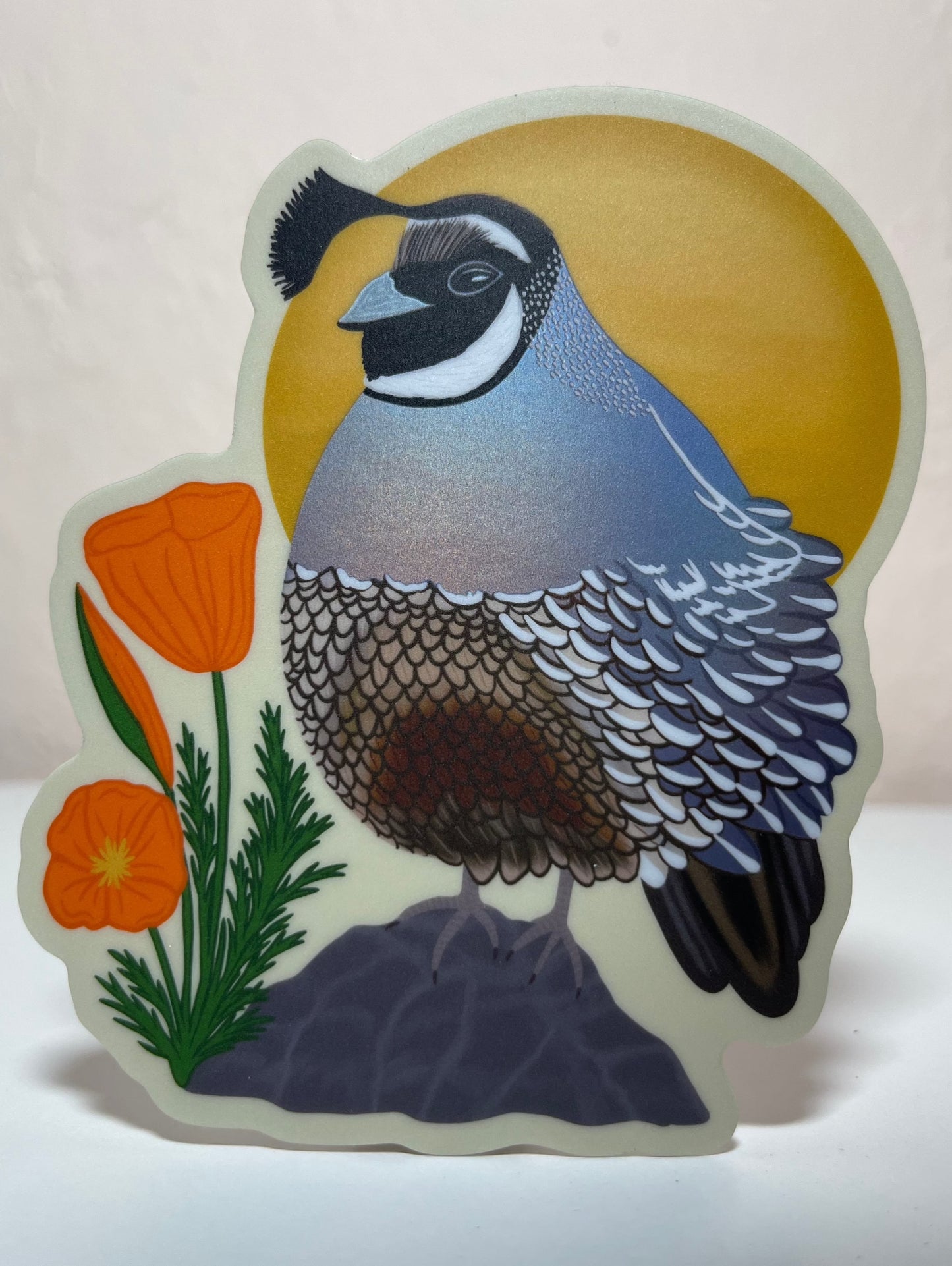 Quail & Poppy Sticker