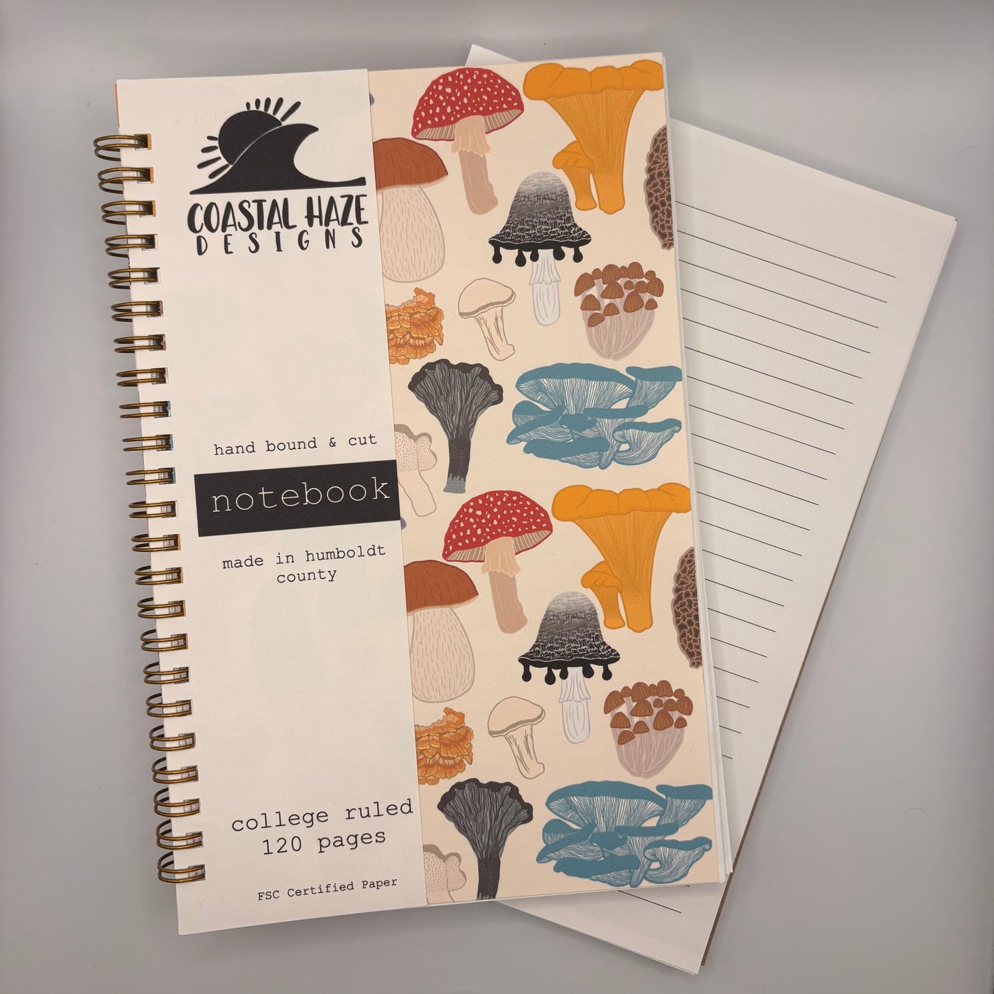 Rainbow Mushroom Spiral Notebook