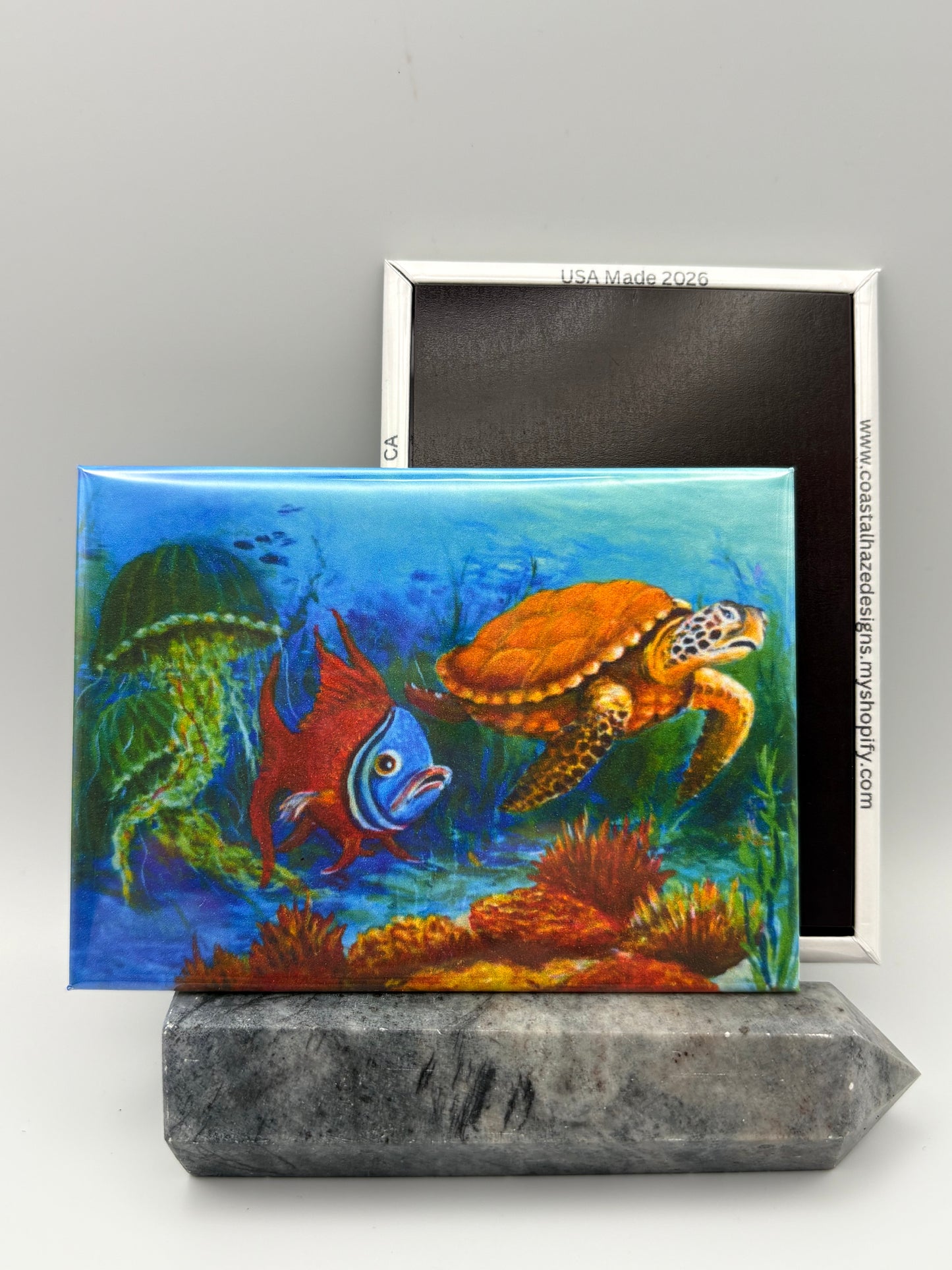Sea Turtle & Jellyfish Magnet