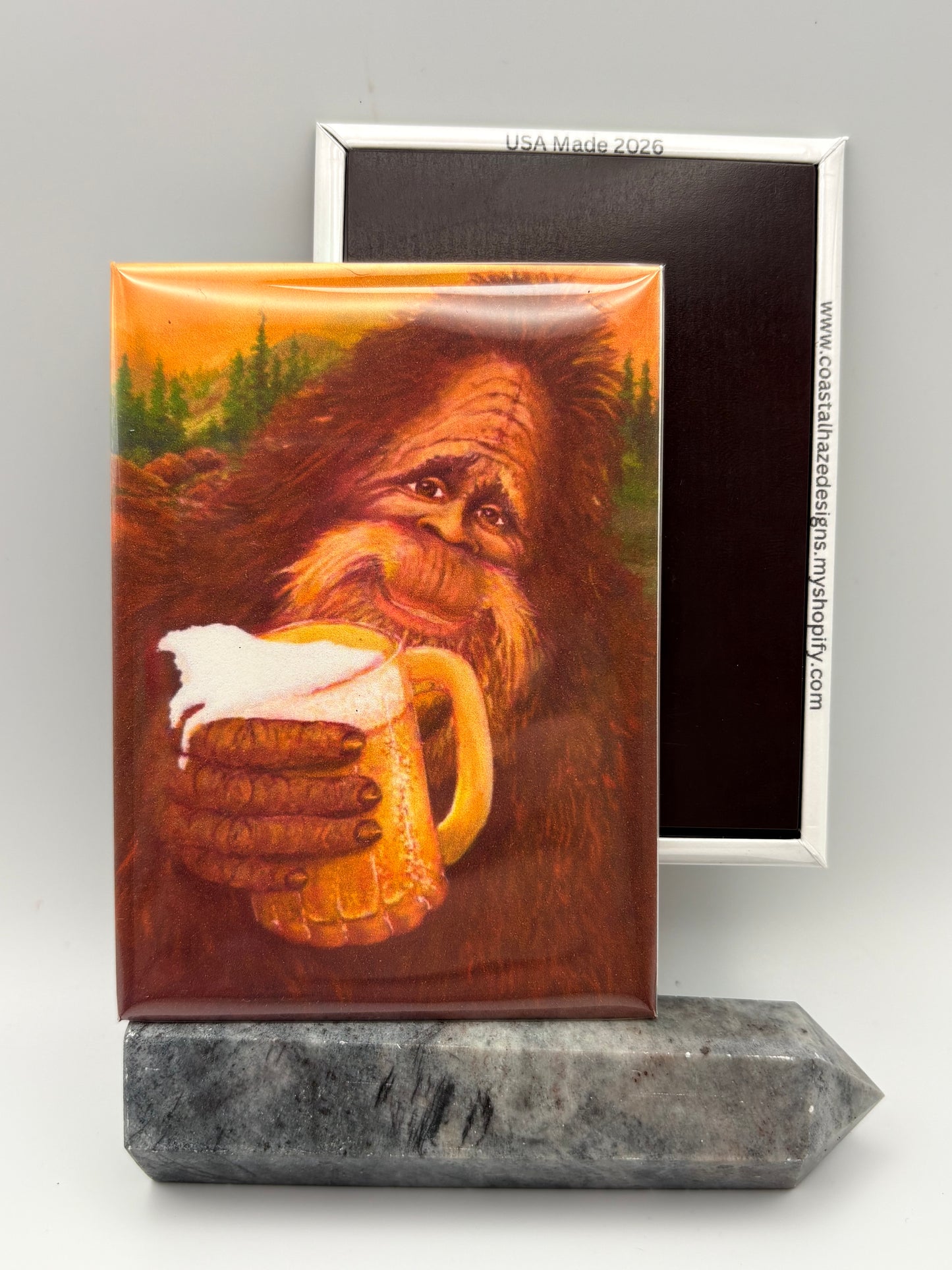 Bigfoot drinking Beer Magnet
