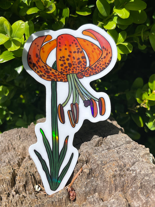 Holographic Leopard Lily Sticker