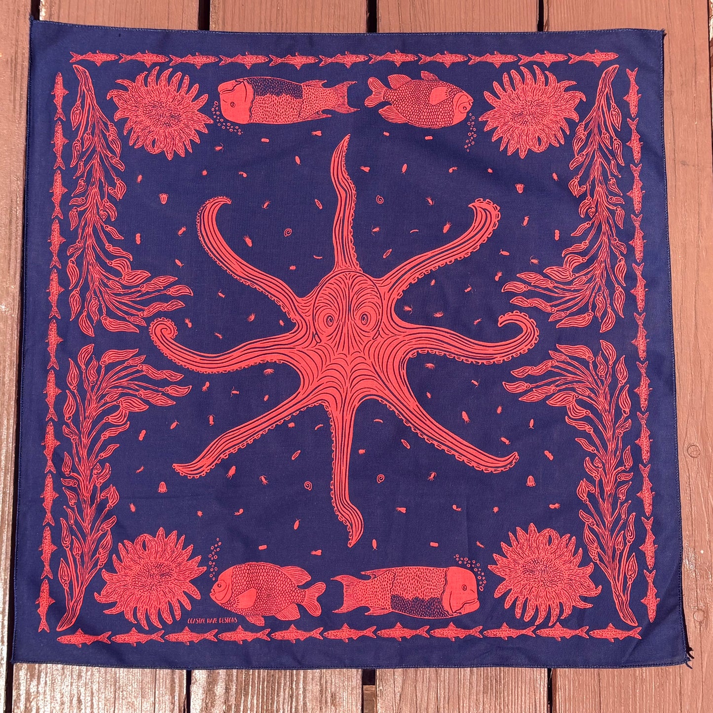 Kelp Forest Red Octopus Bandana -Wholesale