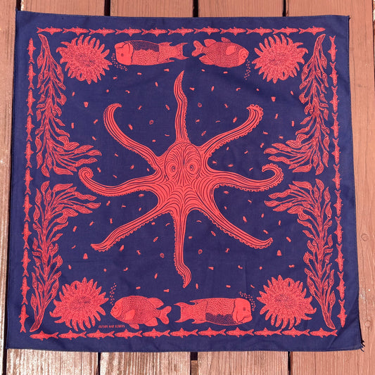 Kelp Forest Red Octopus Bandana -Wholesale