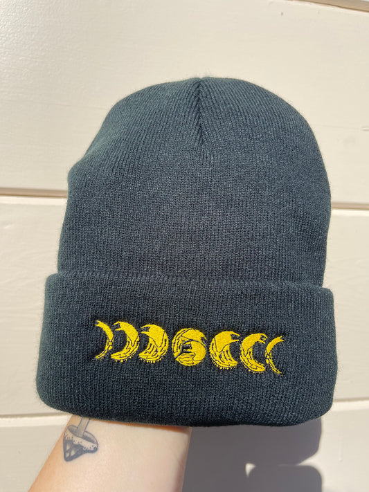 Banana Slug Moon Phases Embroidered Fleece Lined Beanie