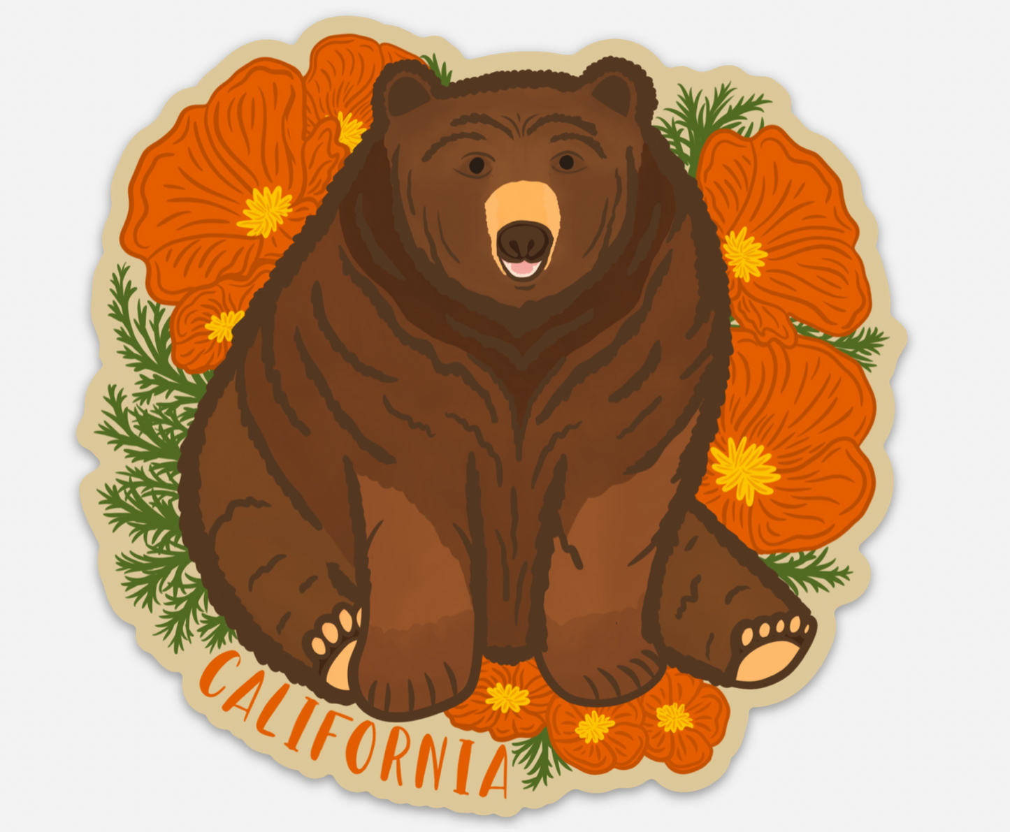 California Bear State Poppy Sticker