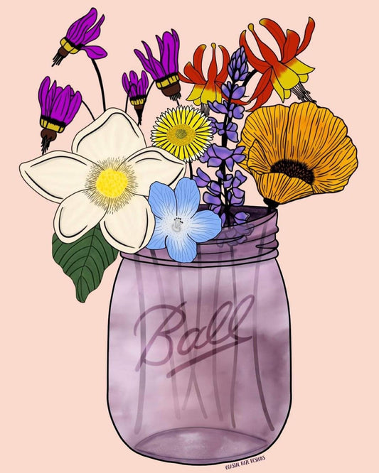 Wildflower Mason Jar Print