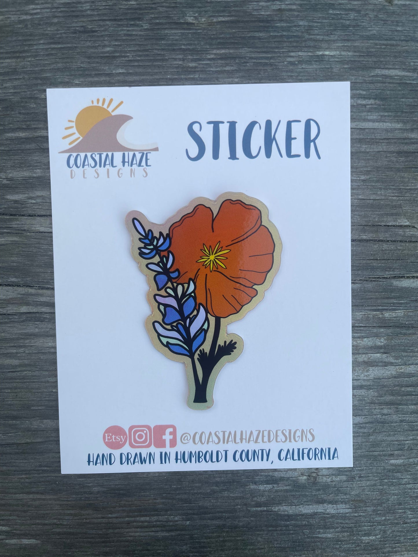 Holographic Lupine and Poppy Sticker