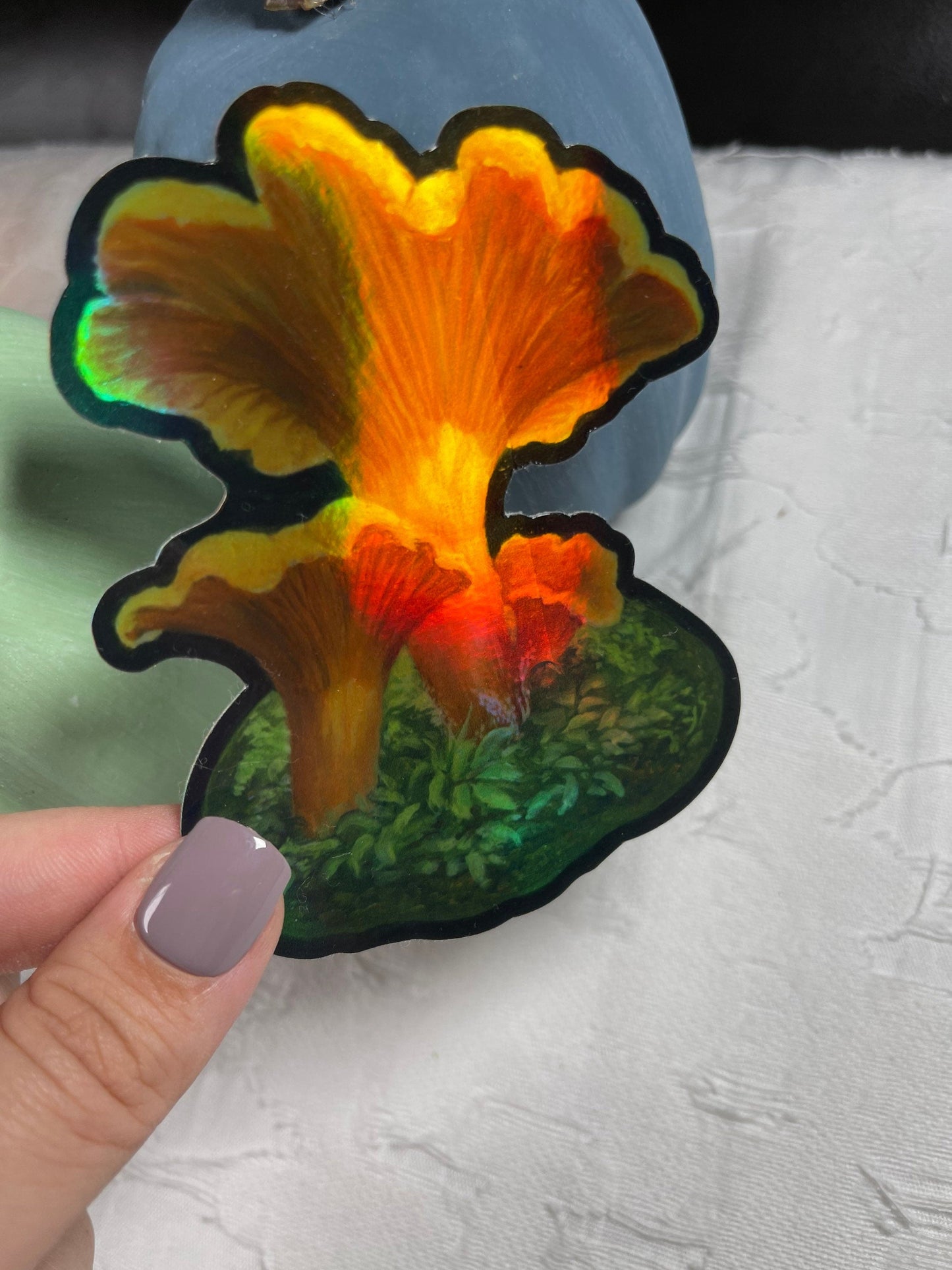 Holographic Chanterelle Mushroom Sticker