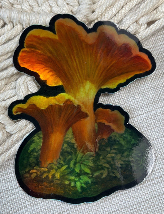 Holographic Chanterelle Mushroom Sticker