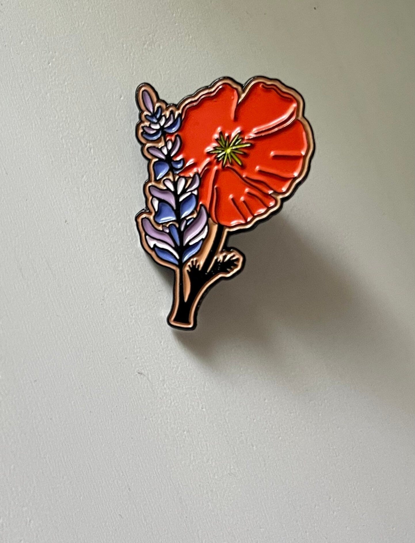 Poppy and Lupine Pin