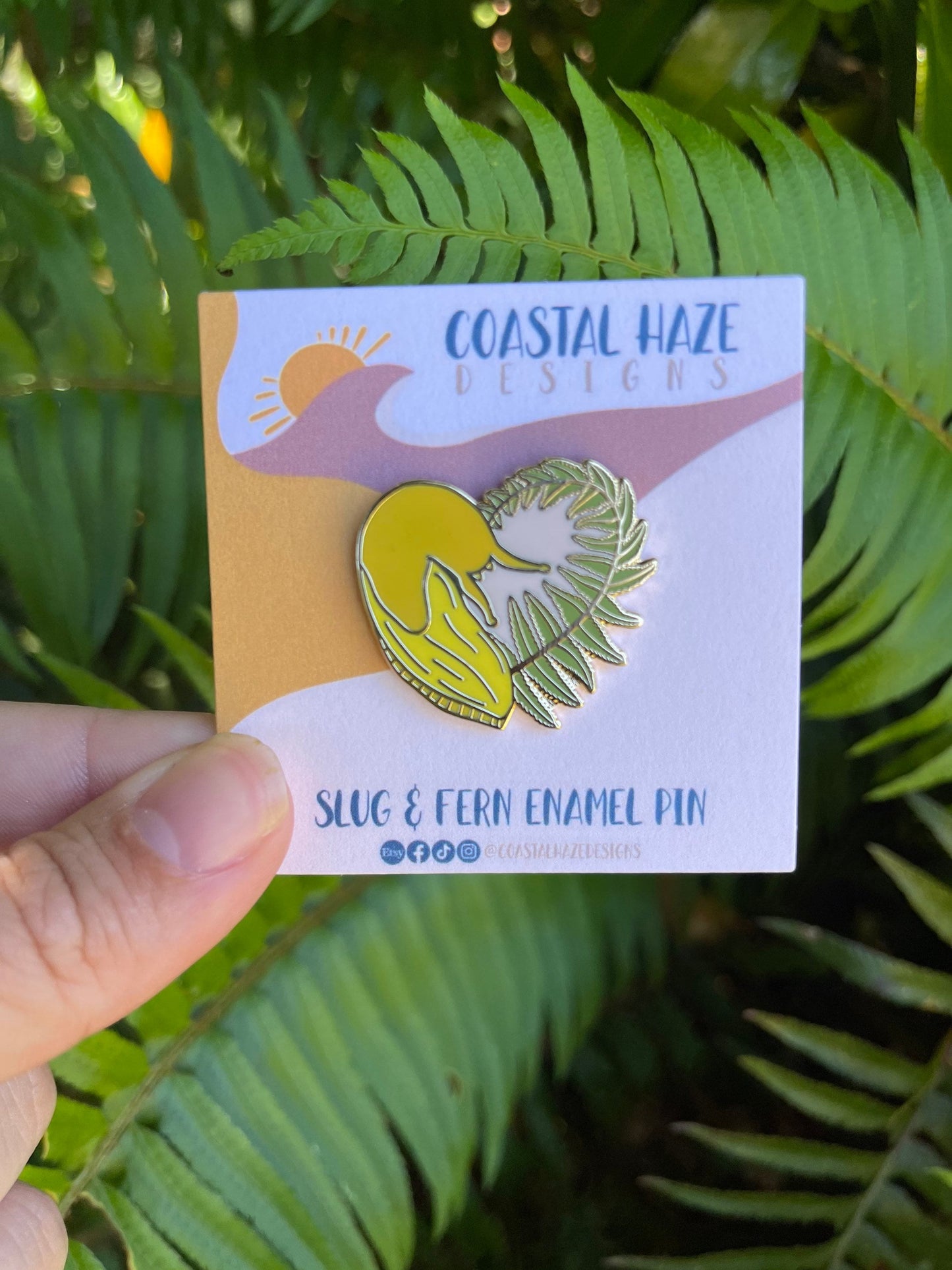 Banana Slug and Fern Pin